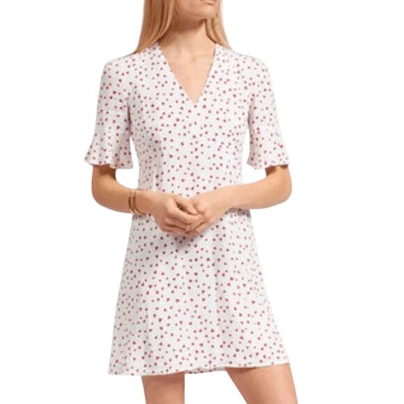 Rails Meline Mini Dress Short Sleeve Heart Print White Red Women's Size Medium - Picture 1 of 9